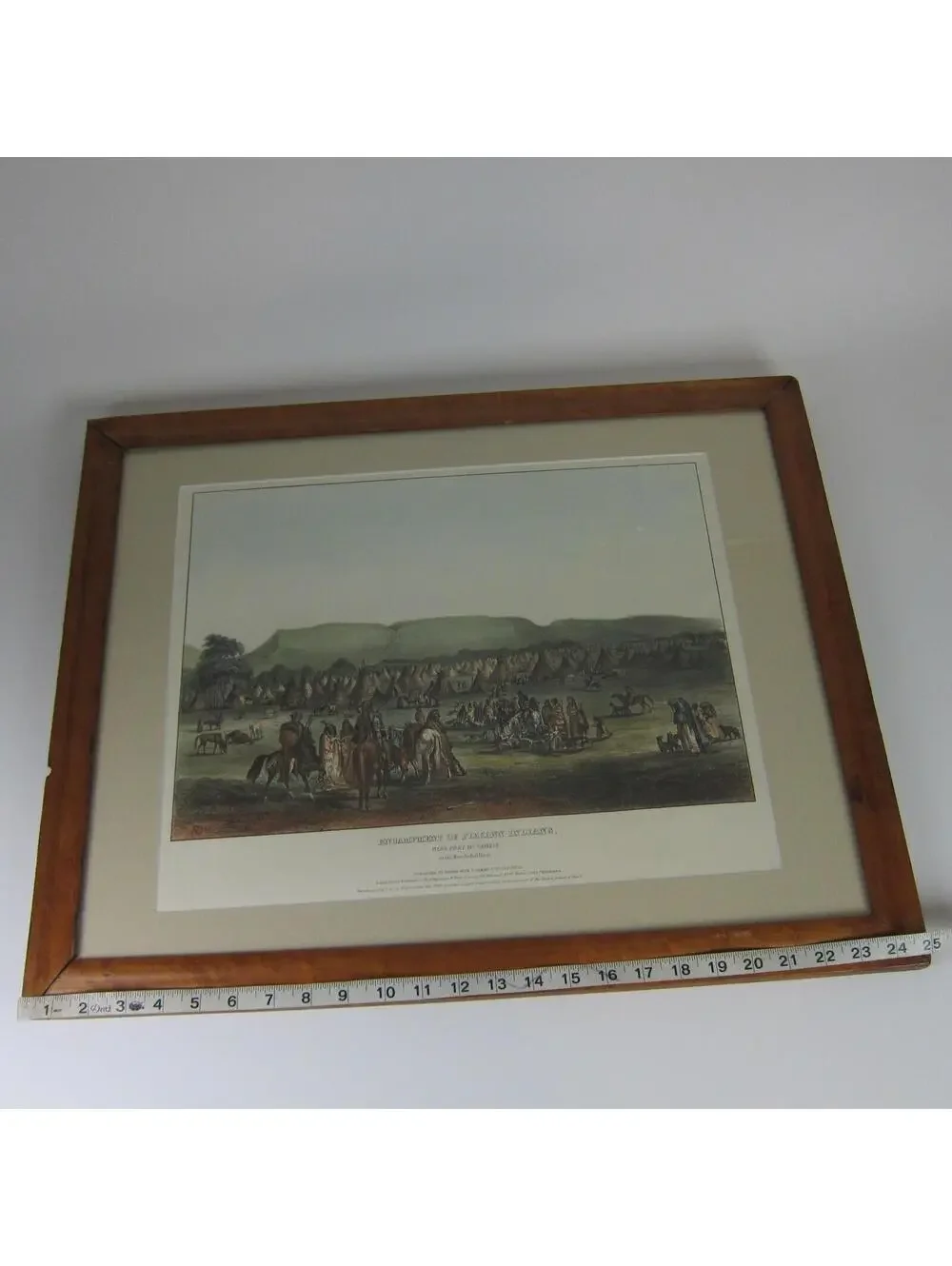 McKenney & Hall Hand Colored Print Encampment Of Piekann Indians Antique Framed